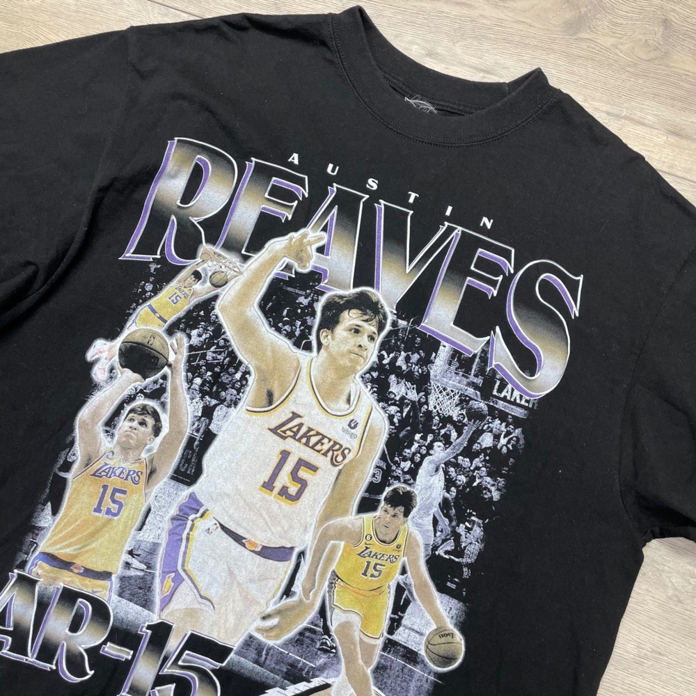 Game Changer Austin Reaves T-Shirt Mens XL Black LA Lakers AR-15 Graphic Tee
